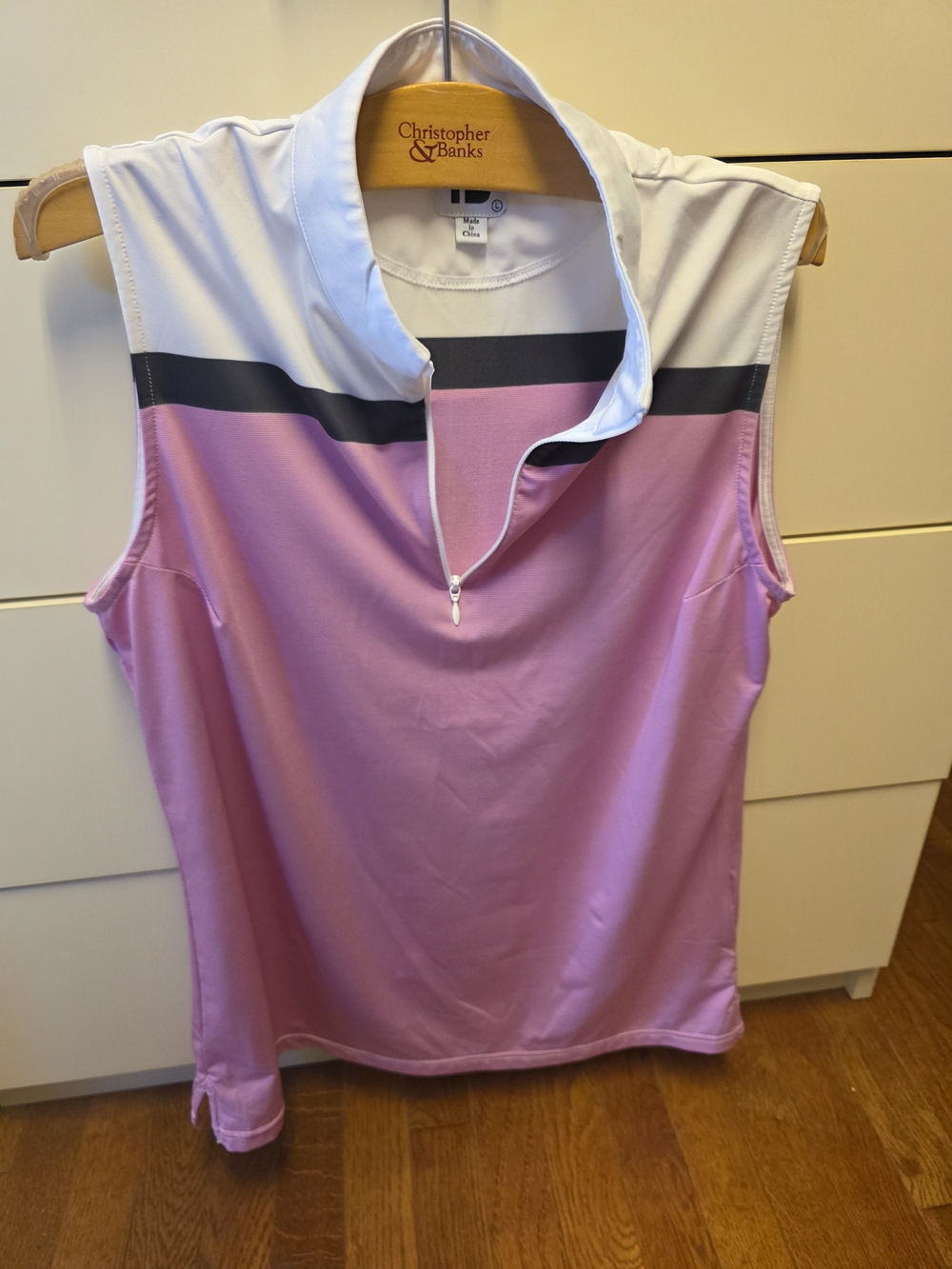 FootJoy Sleeveless Pink Golf Polo with White Contrast